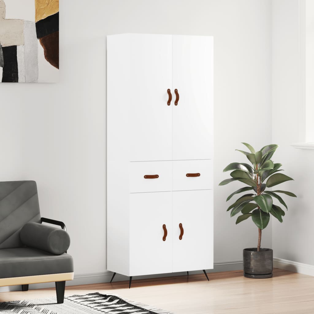 Skříň highboard bílá 69,5 x 34 x 180 cm kompozitní dřevo