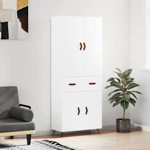 Visoka omara bela 69,5x34x180 cm inženirski les