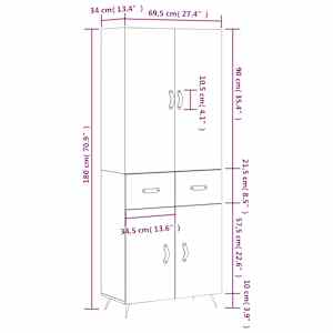 Skříň highboard šedá sonoma 69,5 x 34 x 180 cm kompozitní dřevo - obrázek 14