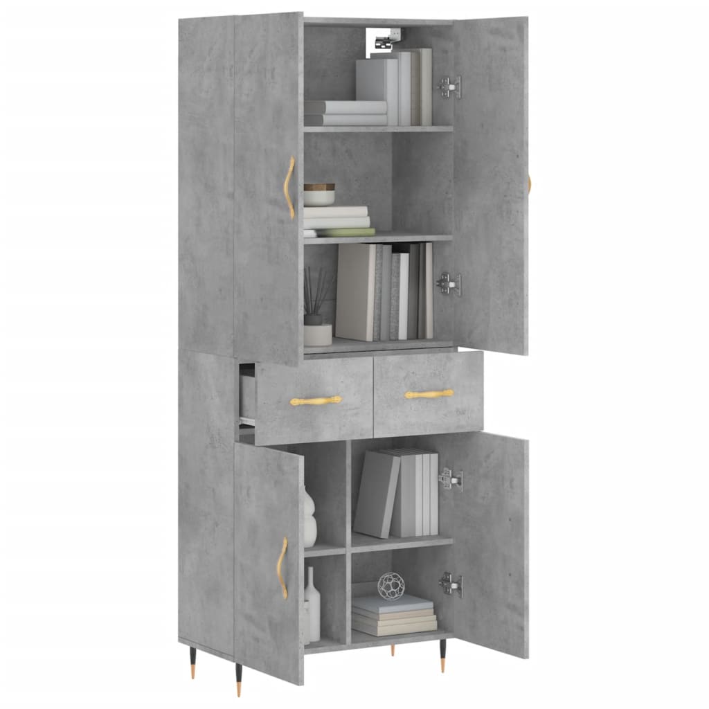 vidaXL Hoge kast 69,5x34x180 cm bewerkt hout betongrijs