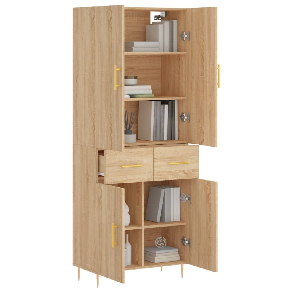 vidaXL Hoge kast 69,5x34x180 cm bewerkt hout sonoma eikenkleurig