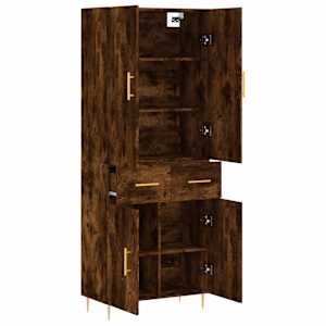 Skříň highboard kouřový dub 69,5 x 34 x 180 cm kompozitní dřevo - obrázek 4