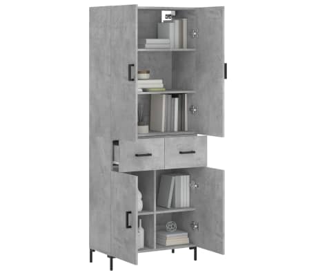 vidaXL Highboard Betongrau 69,5x34x180 cm Holzwerkstoff