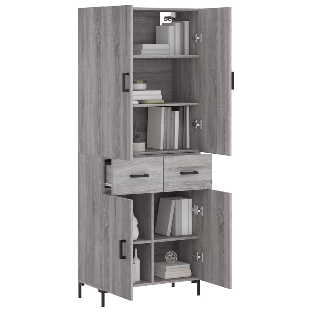 vidaXL Highboard Grau Sonoma 69,5x34x180 cm Holzwerkstoff