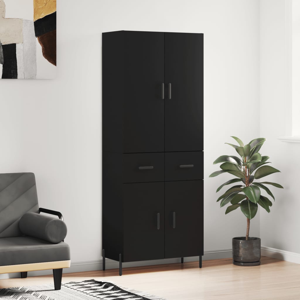 Skříň highboard černá 69,5 x 34 x 180 cm kompozitní dřevo