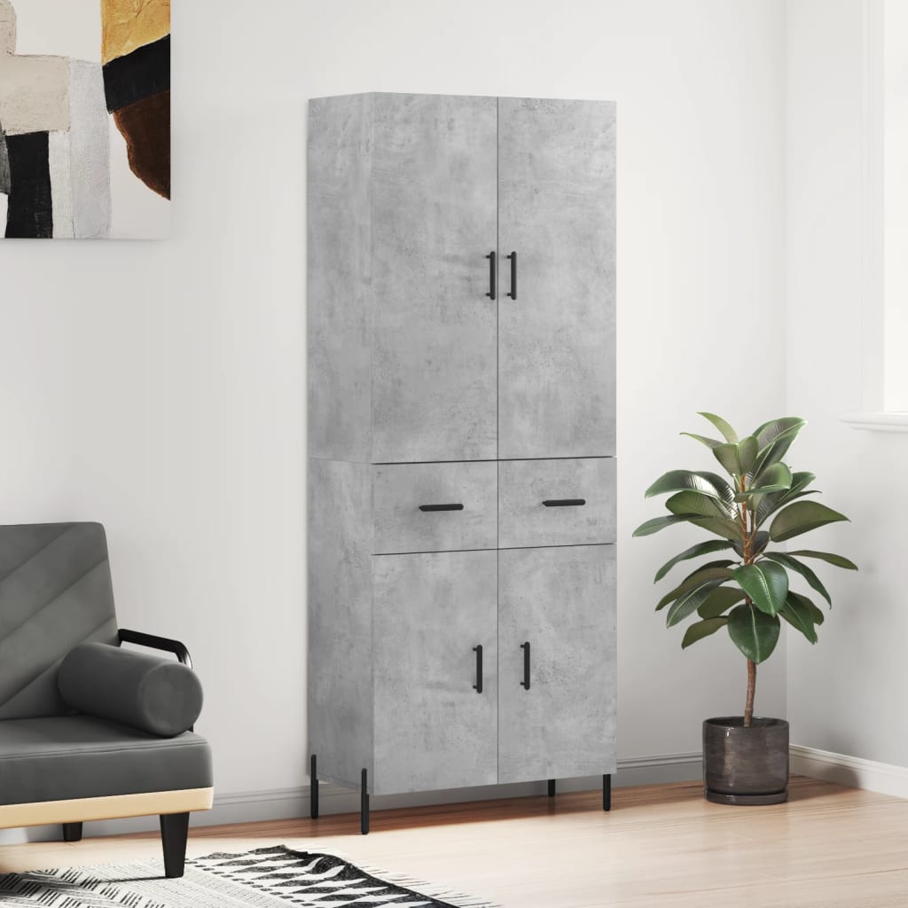 Skříň highboard betonově šedá 69,5x34x180 cm kompozitní dřevo