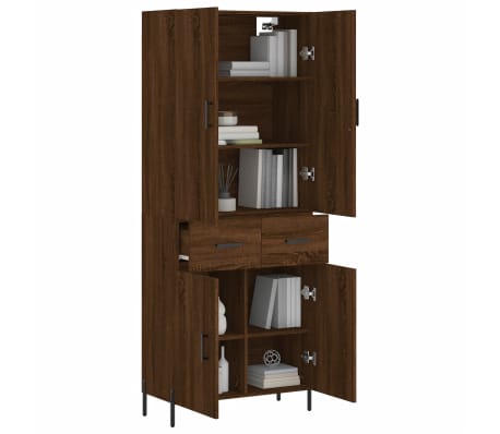 vidaXL Highboard brun eik 69,5x34x180 cm konstruert tre