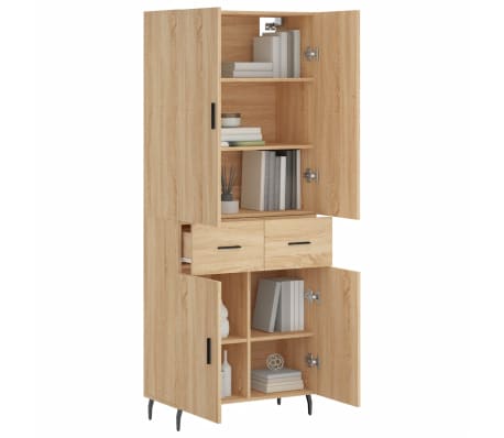 vidaXL Hoge kast 69,5x34x180 cm bewerkt hout sonoma eikenkleurig