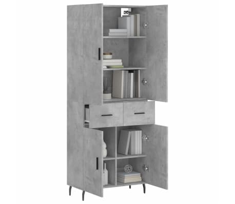 vidaXL Dulap &icirc;nalt, gri beton, 69,5x34x180, lemn compozit