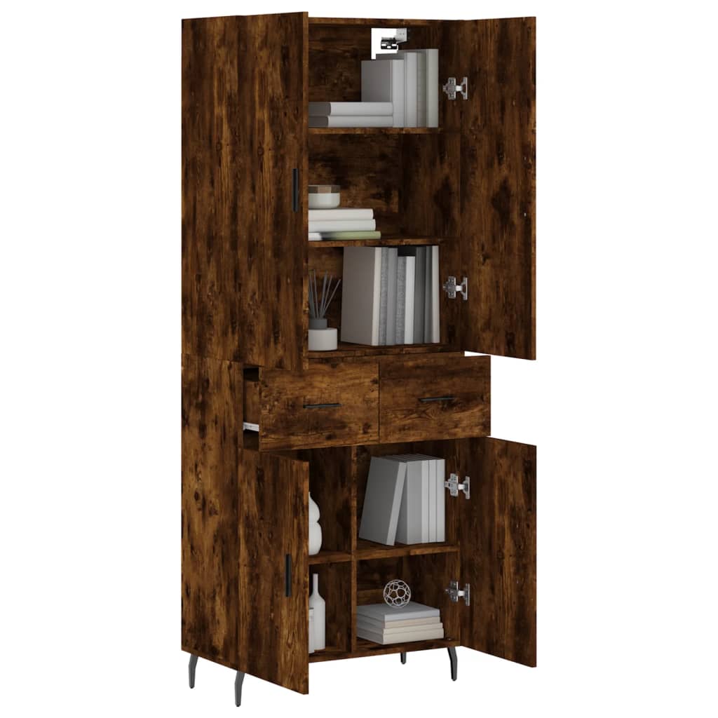 vidaXL Highboard Räuchereiche 69,5x34x180 cm Holzwerkstoff