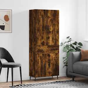 Visoka komoda dimljen hrast 69,5x34x180 cm inženirski les