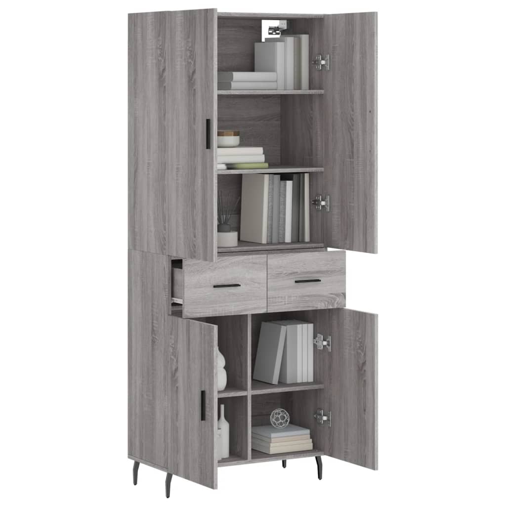 vidaXL Buffet haut Sonoma gris 69,5x34x180 cm Bois d'ingénierie