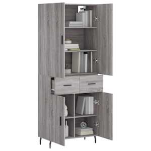 vidaXL Ντουλάπι Γκρι Sonoma 69,5 x 34 x 180 εκ. Επεξεργασμένο Ξύλο