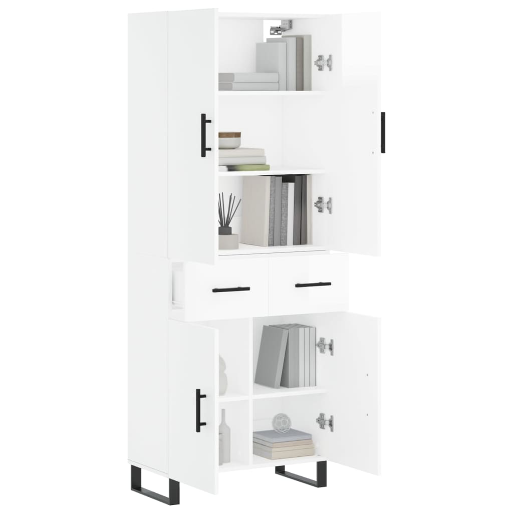 vidaXL Buffet haut Blanc brillant 69,5x34x180 cm Bois d'ingénierie