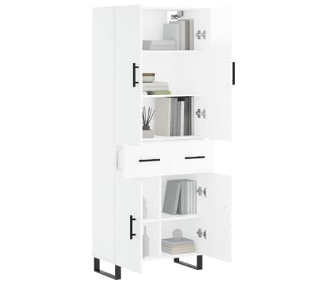 vidaXL Buffet haut Blanc brillant 69,5x34x180 cm Bois d'ingénierie