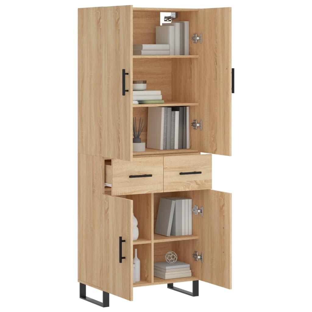 vidaXL Hoge kast 69,5x34x180 cm bewerkt hout sonoma eikenkleurig