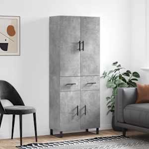 Skříň highboard betonově šedá 69,5x34x180 cm kompozitní dřevo - obrázek 1