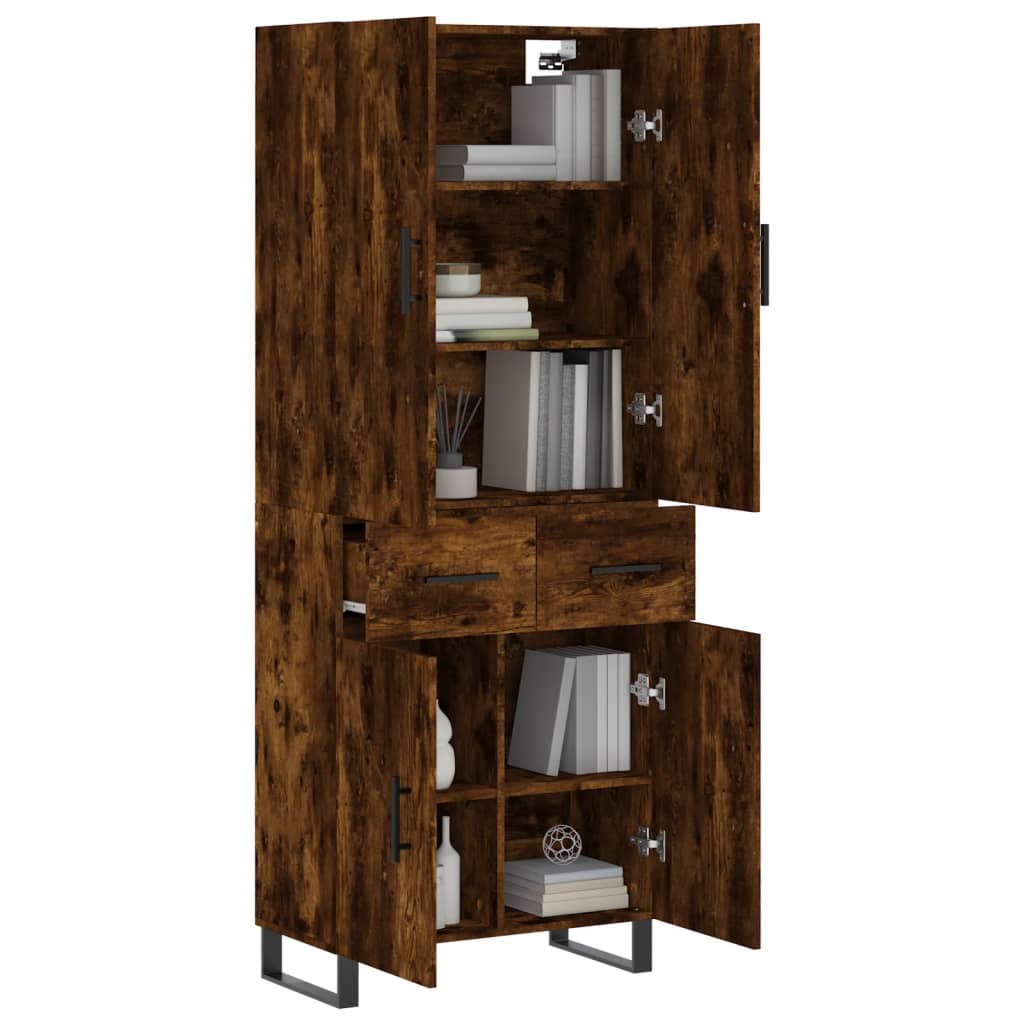 vidaXL Hoge kast 69,5x34x180 cm bewerkt hout gerookt eikenkleurig