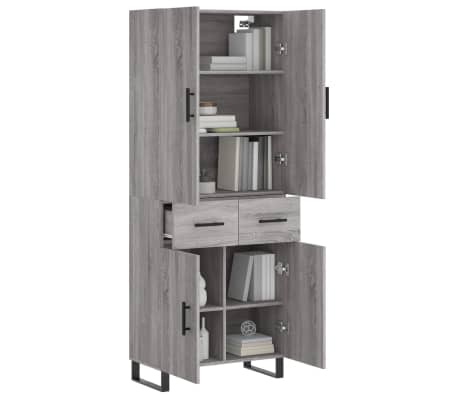 vidaXL Buffet haut Sonoma gris 69,5x34x180 cm Bois d'ing&eacute;nierie
