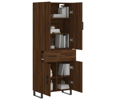 vidaXL Highboard Brown Oak 69.5x34x180 cm Engineered Wood