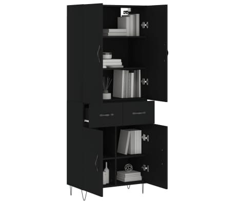 vidaXL Skř&iacute;ň highboard čern&aacute; 69,5 x 34 x 180 cm kompozitn&iacute; dřevo