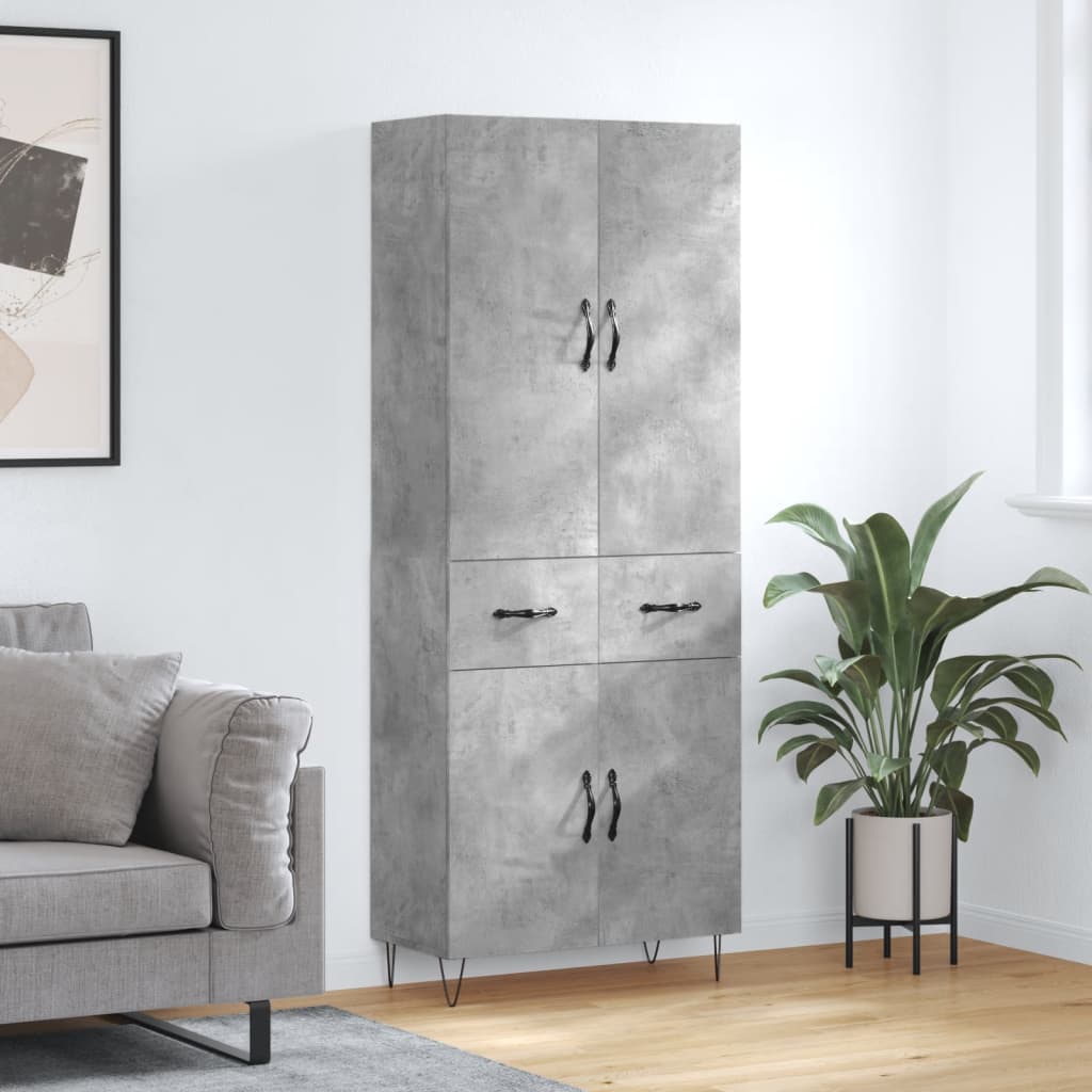 Skříň highboard betonově šedá 69,5x34x180 cm kompozitní dřevo