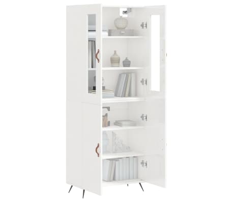vidaXL Credenza Bianco Lucido 69,5x34x180 cm in Legno Multistrato