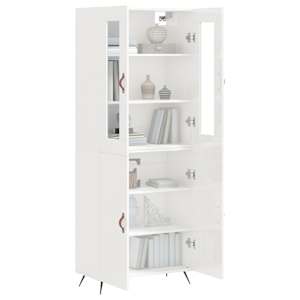 vidaXL Credenza Bianco Lucido 69,5x34x180 cm in Legno Multistrato