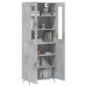 vidaXL Skř&iacute;ň highboard betonově &scaron;ed&aacute; 69,5x34x180 cm kompozitn&iacute; dřevo