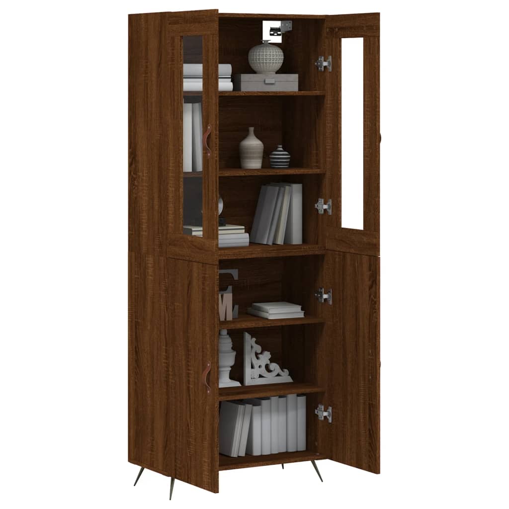 vidaXL Skříň highboard hnědý dub 69,5 x 34 x 180 cm kompozitní dřevo