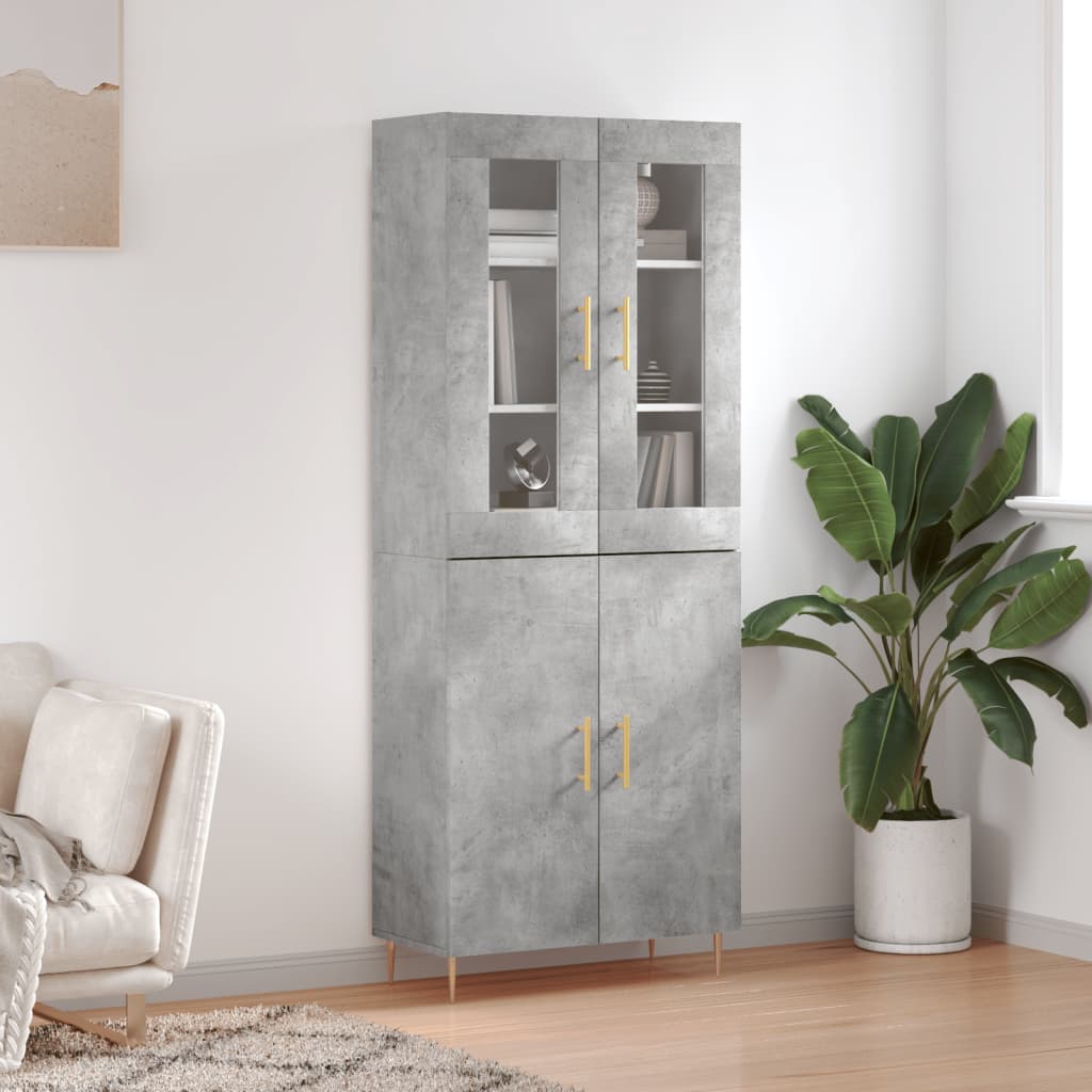 Skříň highboard betonově šedá 69,5x34x180 cm kompozitní dřevo