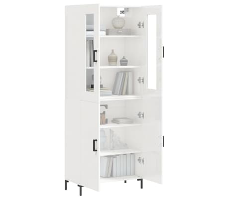 vidaXL Dulap &icirc;nalt, alb extralucios, 69,5x34x180 cm, lemn compozit