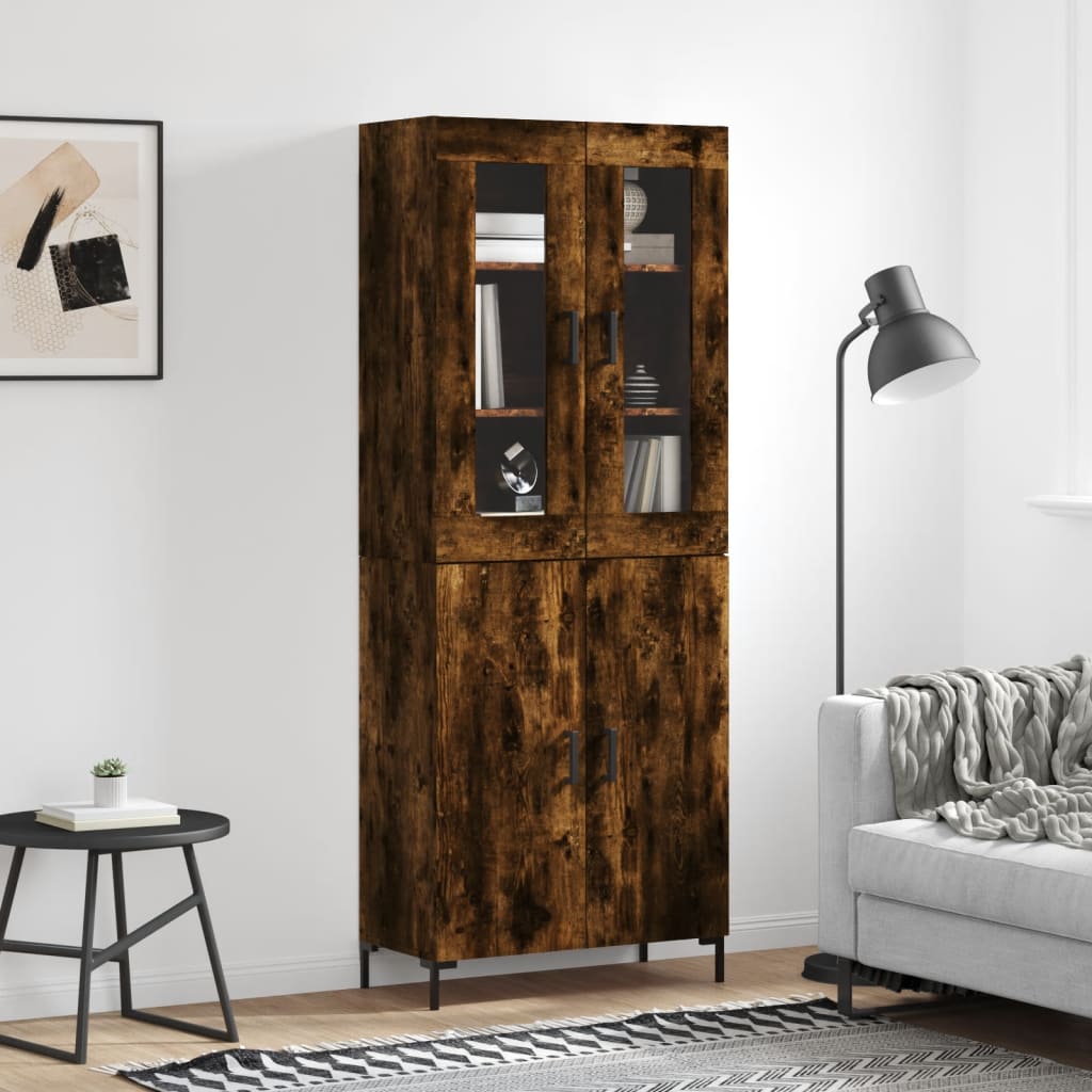 Skříň highboard kouřový dub 69,5 x 34 x 180 cm kompozitní dřevo