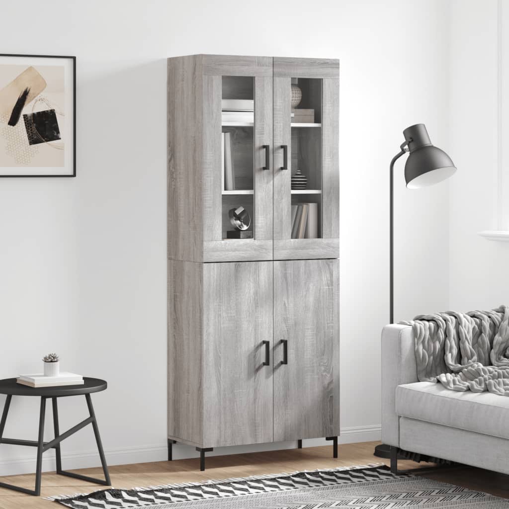 vidaXL Highboard Grau Sonoma 69,5x34x180 cm Holzwerkstoff