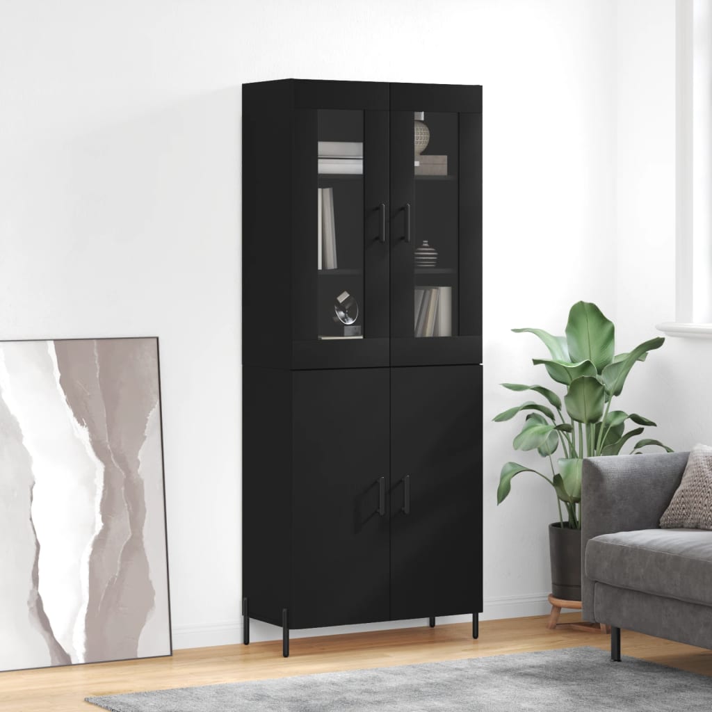 Skříň highboard černá 69,5 x 34 x 180 cm kompozitní dřevo