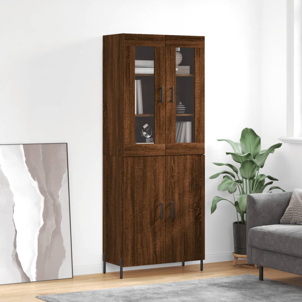 Skříň highboard hnědý dub 69,5 x 34 x 180 cm kompozitní dřevo