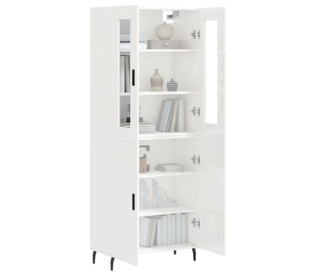 vidaXL Dulap &icirc;nalt, alb extralucios, 69,5x34x180 cm, lemn compozit