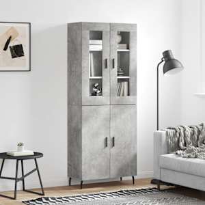 Visoka komoda betonsko siva 69,5x34x180 cm inženirski les