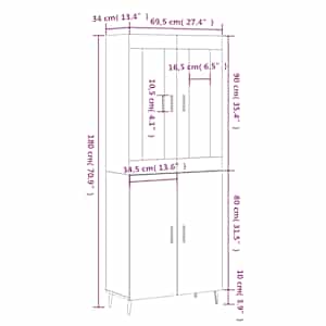 Skříň highboard kouřový dub 69,5 x 34 x 180 cm kompozitní dřevo - obrázek 13