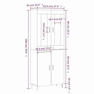 Skříň highboard šedá sonoma 69,5 x 34 x 180 cm kompozitní dřevo - obrázek 13