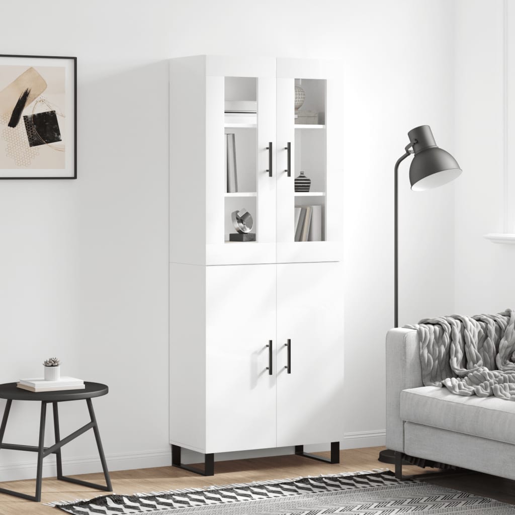 Skříň highboard lesklá bílá 69,5 x 34 x 180 cm kompozitní dřevo