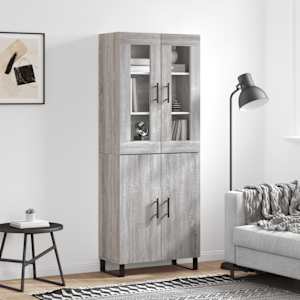 Skříň highboard šedá sonoma 69,5 x 34 x 180 cm kompozitní dřevo - obrázek 1