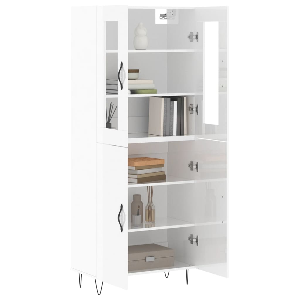 vidaXL Highboard Hochglanz-Weiß 69,5x34x180 cm Holzwerkstoff