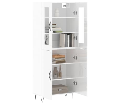 vidaXL Highboard Hochglanz-Weiß 69,5x34x180 cm Holzwerkstoff