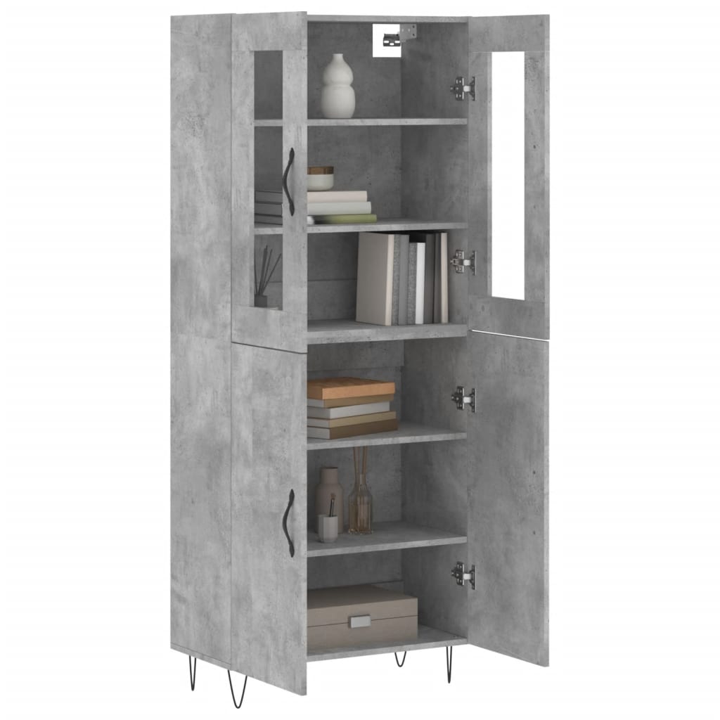 vidaXL Hoge kast 69,5x34x180 cm bewerkt hout betongrijs