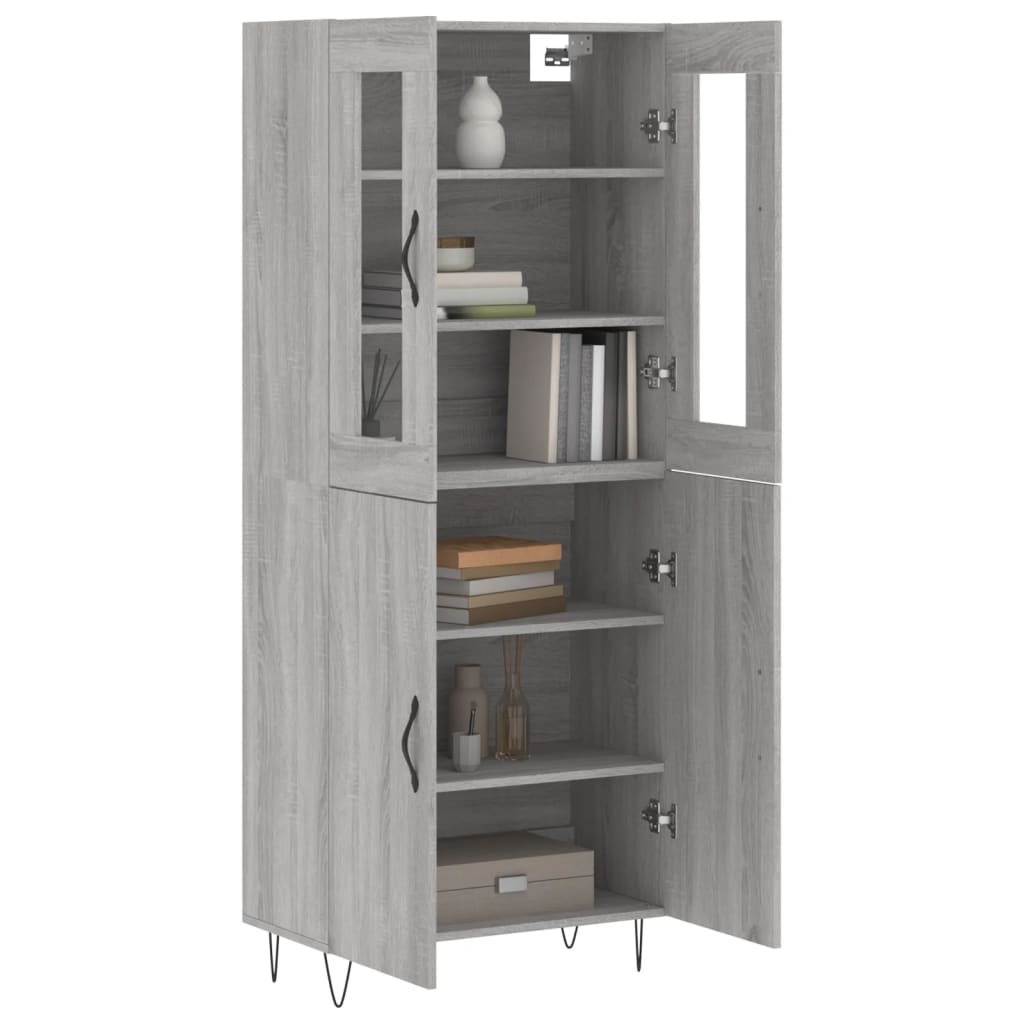 vidaXL Hoge kast 69,5x34x180 cm bewerkt hout grijs sonoma eikenkleurig