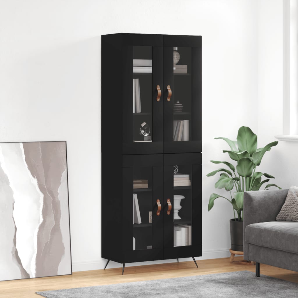 Skříň highboard černá 69,5 x 34 x 180 cm kompozitní dřevo