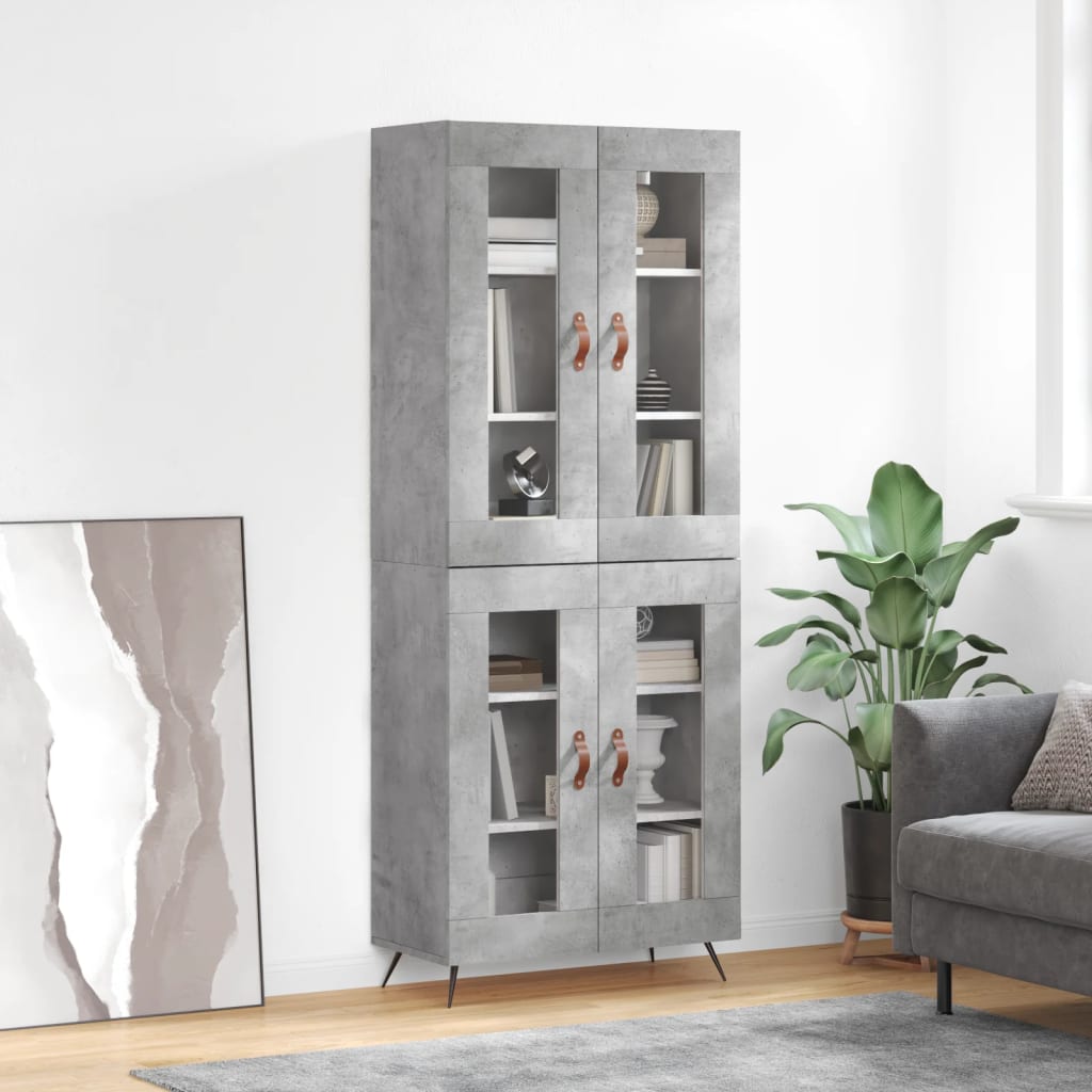 Skříň highboard betonově šedá 69,5x34x180 cm kompozitní dřevo