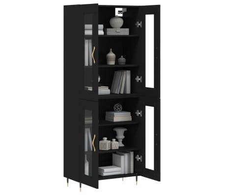 vidaXL Highboard svart 69,5x34x180 cm konstruert tre