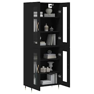 vidaXL Highboard svart 69,5x34x180 cm konstruert tre
